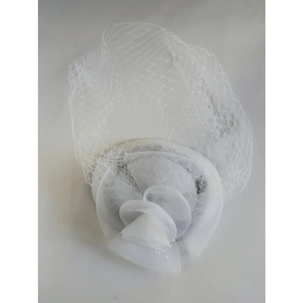 🤍 Pinup Accessory 1950s Retro Vintage Fascinator Bridal White Pillbox Veil Hat